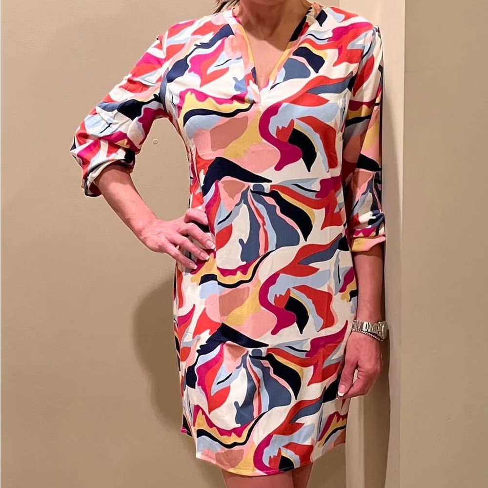Michelle McDowell Colorful Abstract Print Dress